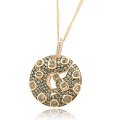 LeVian 14 Karat Rose Gold Chocolate and Vanilla Diamond Round Pendant Necklace