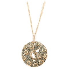LeVian 14 Karat Rose Gold Chocolate and Vanilla Diamond Round Pendant Necklace