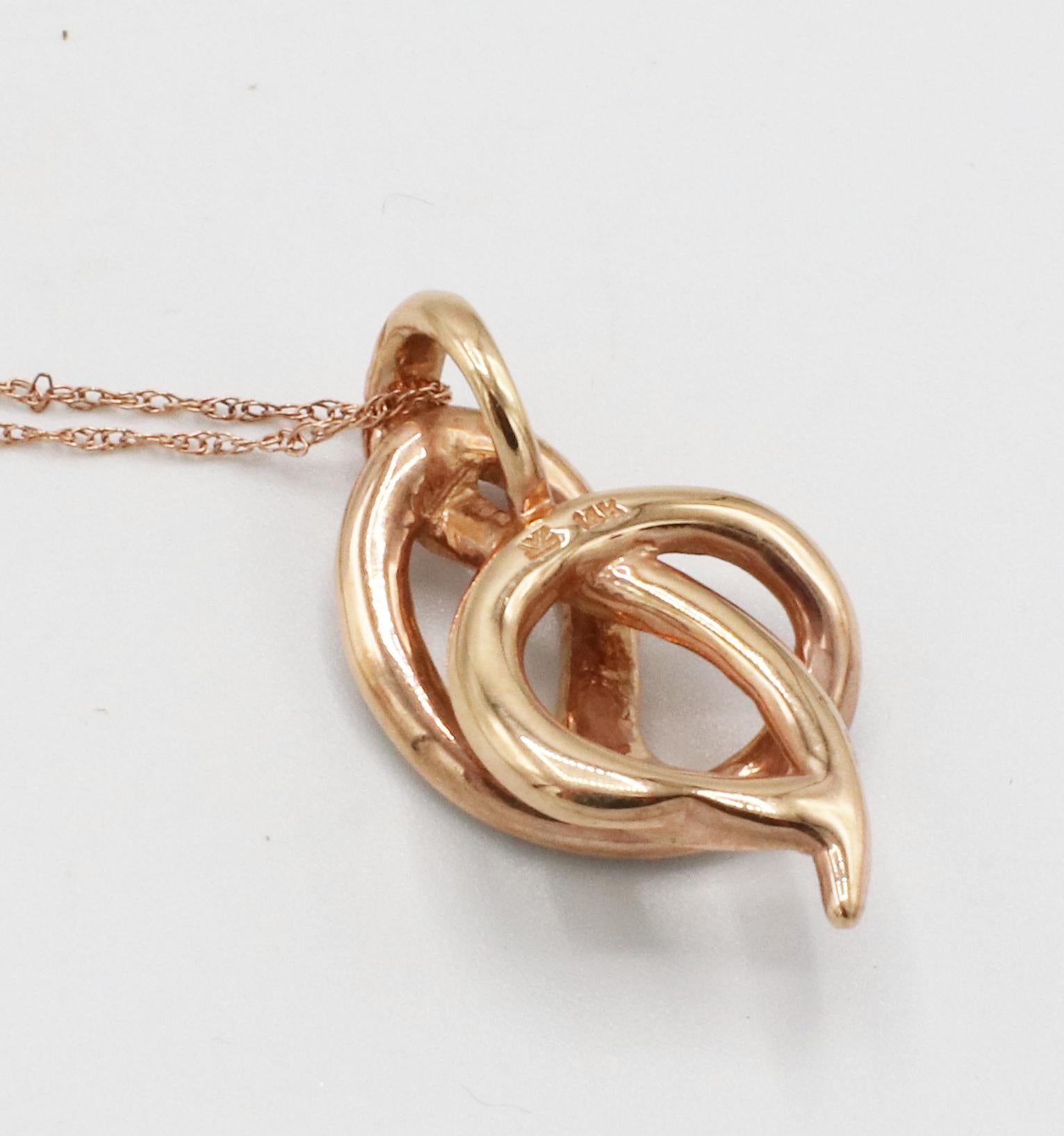 LeVian 14 Karat Rose Gold Natural Diamond Swirl Pendant Drop Necklace For Sale 1