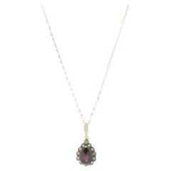 LeVian Collier en or rose 14 carats avec grenats et diamants chocolat