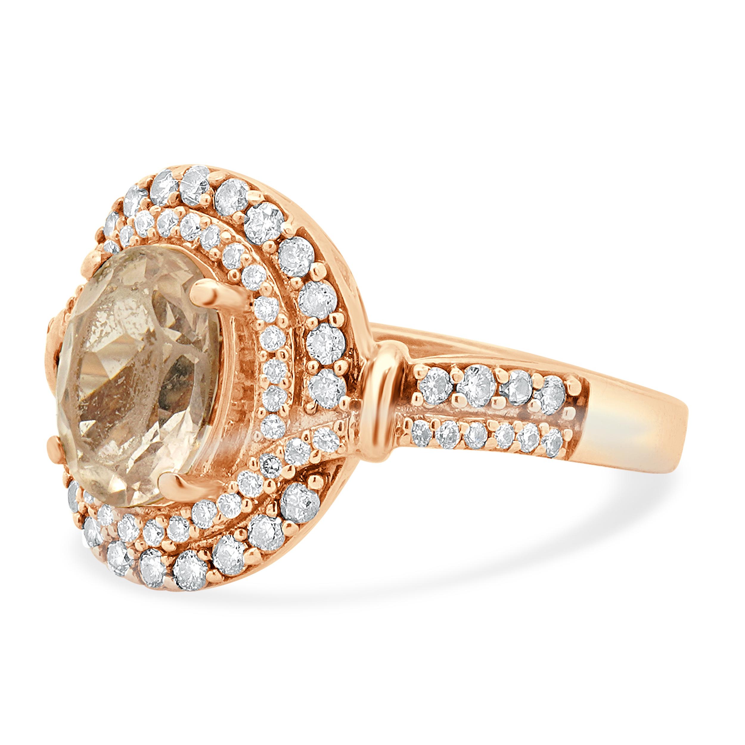 Designer: LeVian
Material: 14K rose gold
Diamonds:  round brilliant cut = 0.45cttw
Color: I / Chocolate
Clarity: SI1-2
Dimensions: ring top measures 14.6mm wide
Size: 6.75
Weight: 5.10 grams
