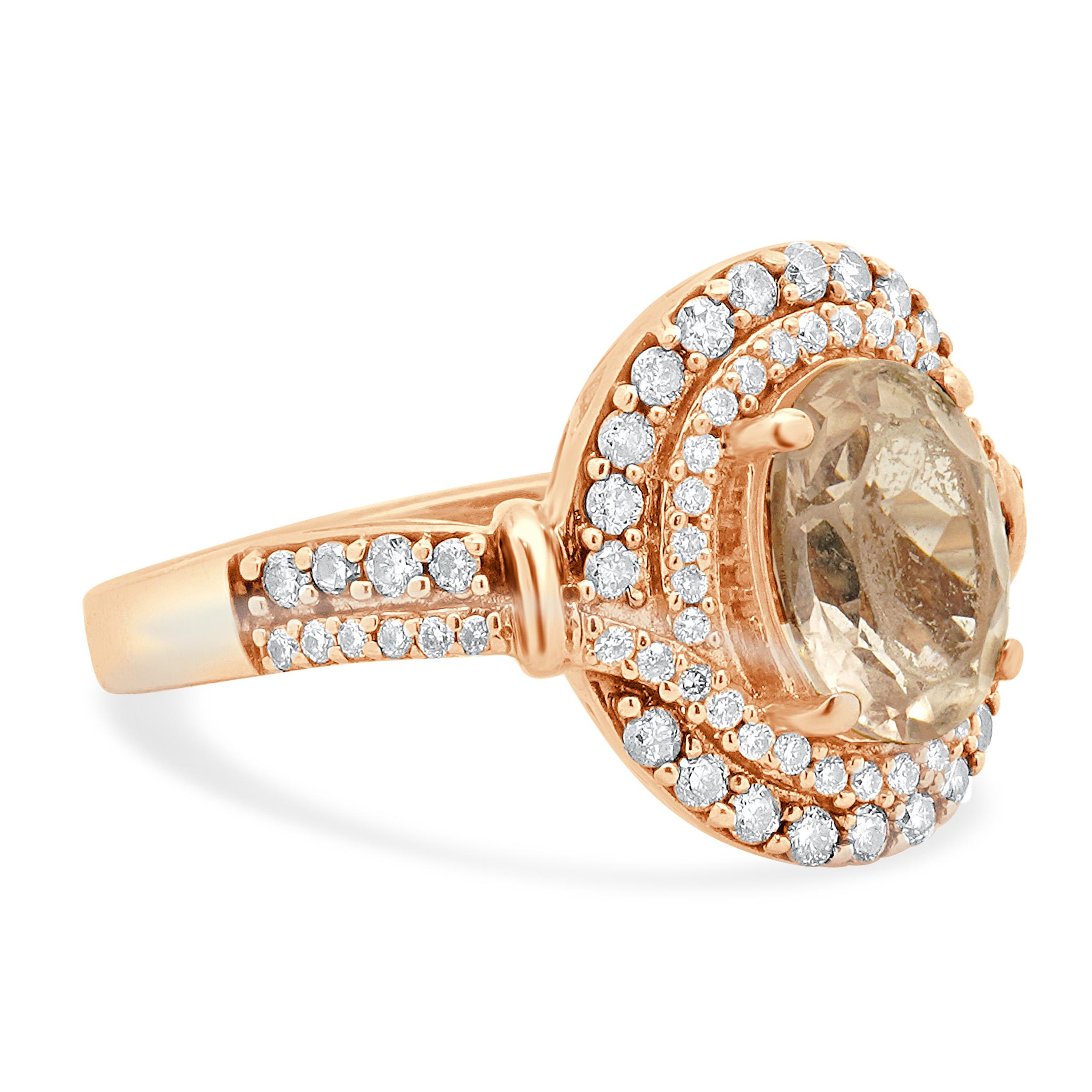 LeVian 14 Karat Rose Gold Morganite and Diamond Ring In Excellent Condition For Sale In Scottsdale, AZ