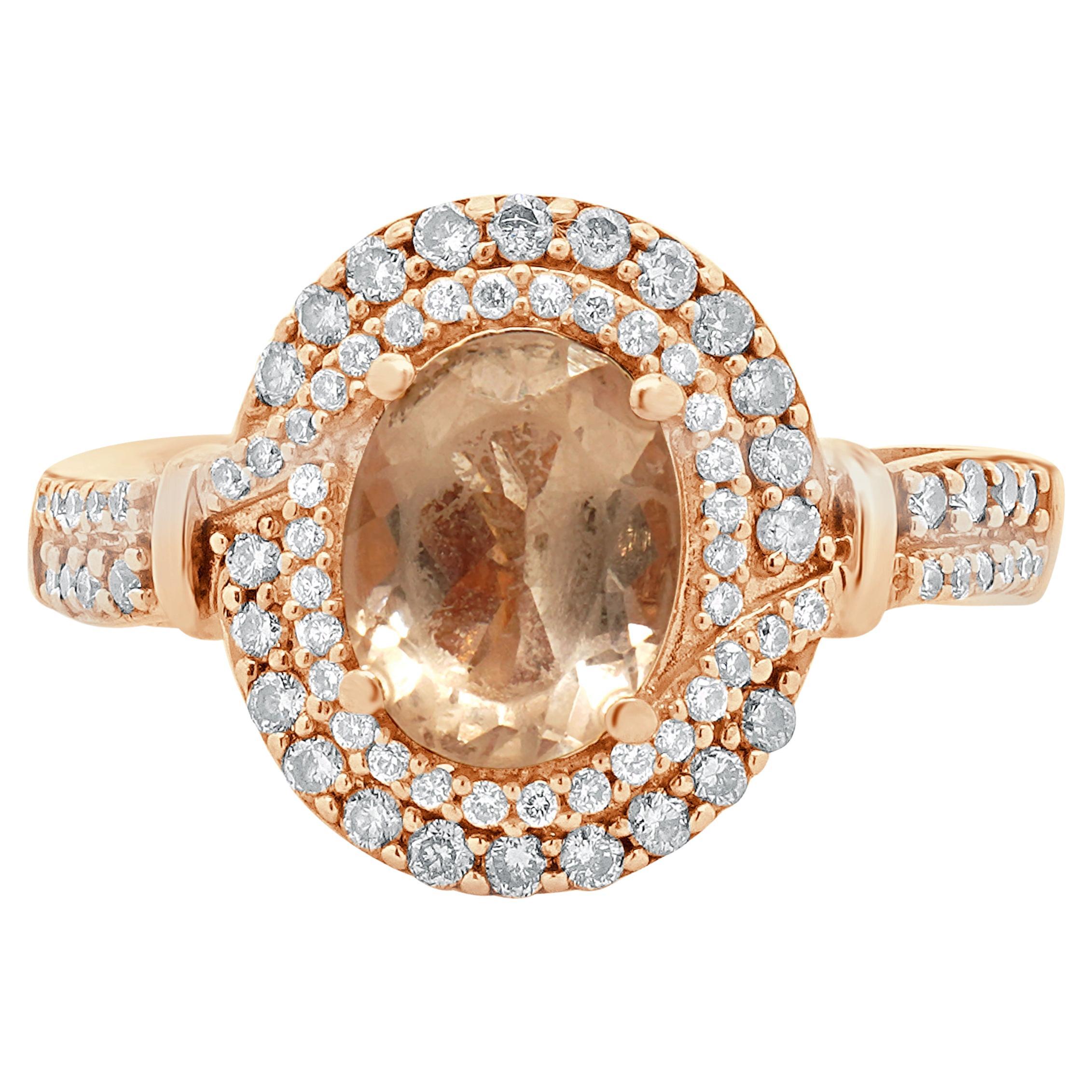 LeVian 14 Karat Rose Gold Morganite and Diamond Ring