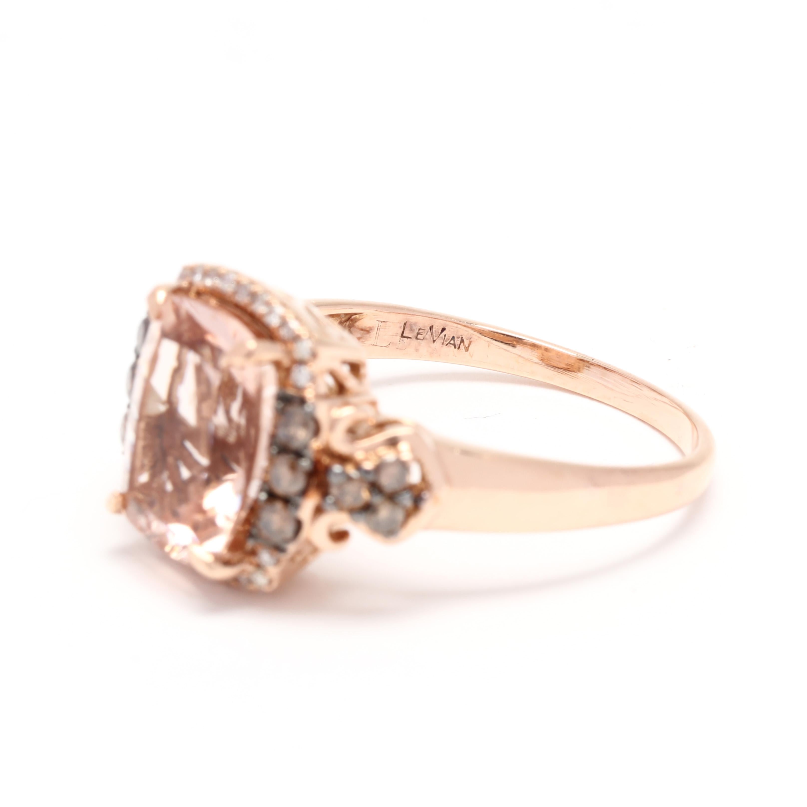 Women's or Men's LeVian 14 Karat Rose Gold Morganite & Diamond Ring