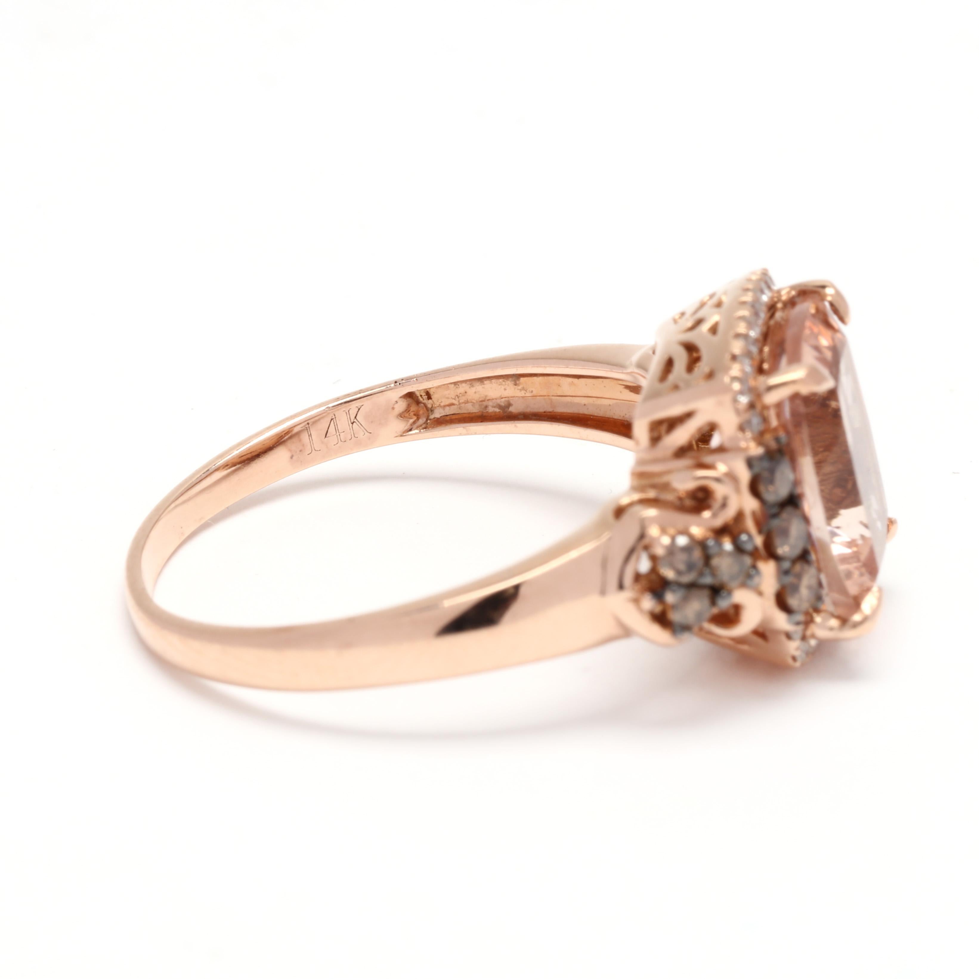 LeVian 14 Karat Rose Gold Morganite & Diamond Ring 1