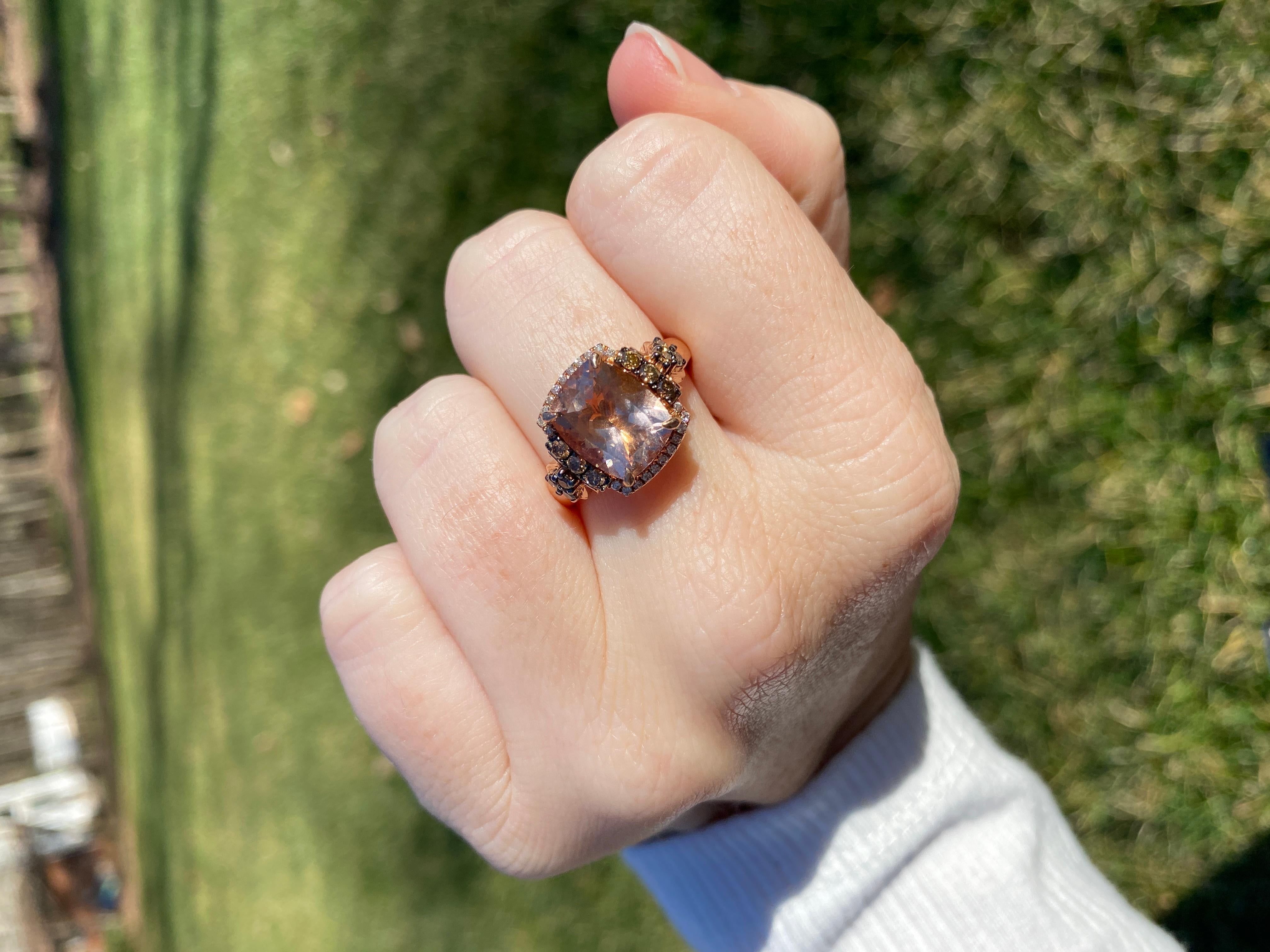 LeVian 14 Karat Rose Gold Morganite & Diamond Ring 3