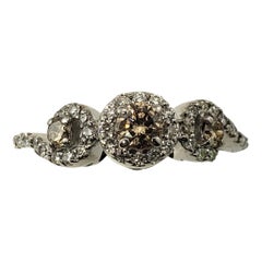 Vintage LeVian 14 Karat White Gold Champagne and White Diamond Ring