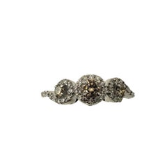 LeVian 14 Karat White Gold Champagne and White Diamond Ring Size 5.5 #15598