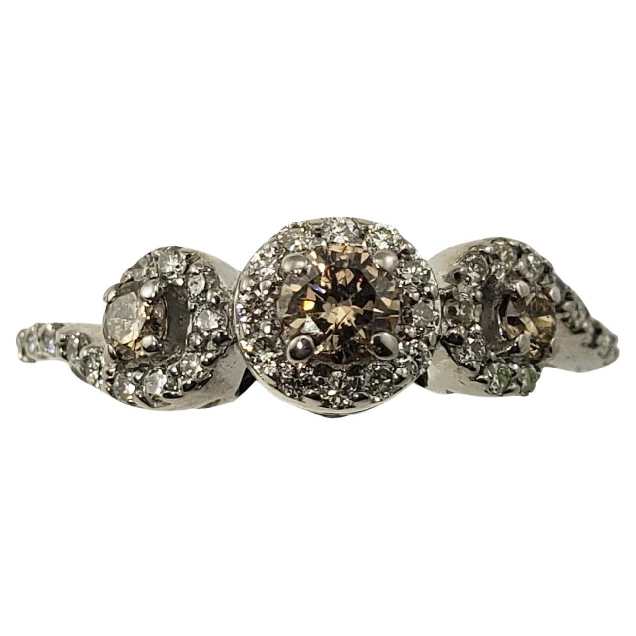 LeVian 14 Karat White Gold Champagne and White Diamond Ring Size 5.5 #15598