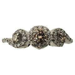 LeVian 14 Karat White Gold Champagne and White Diamond Ring Size 5.5 #15598