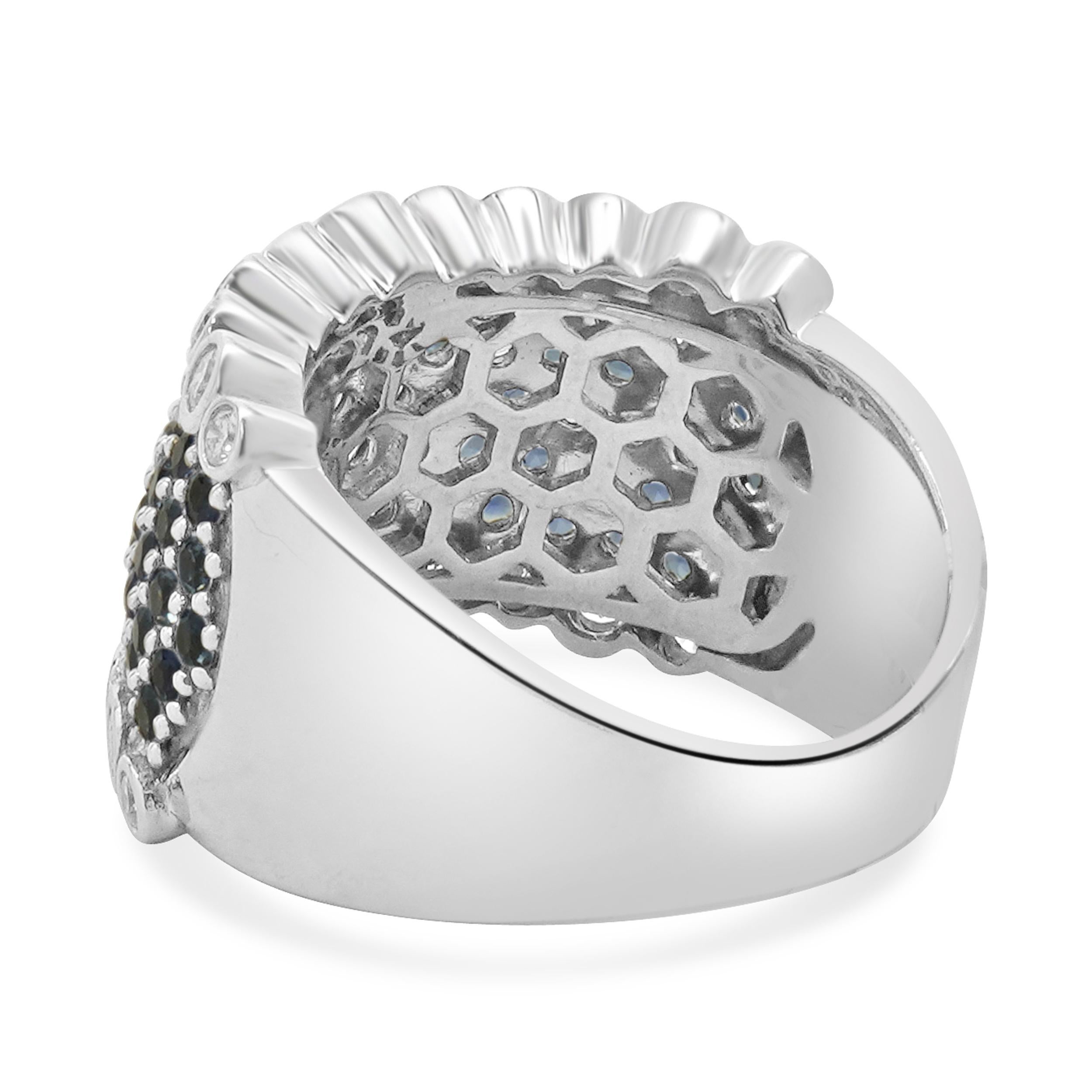 Taglio rotondo Fascia con zaffiri e diamanti LeVian in oro bianco 14 carati con pavé di zaffiri e diamanti in vendita