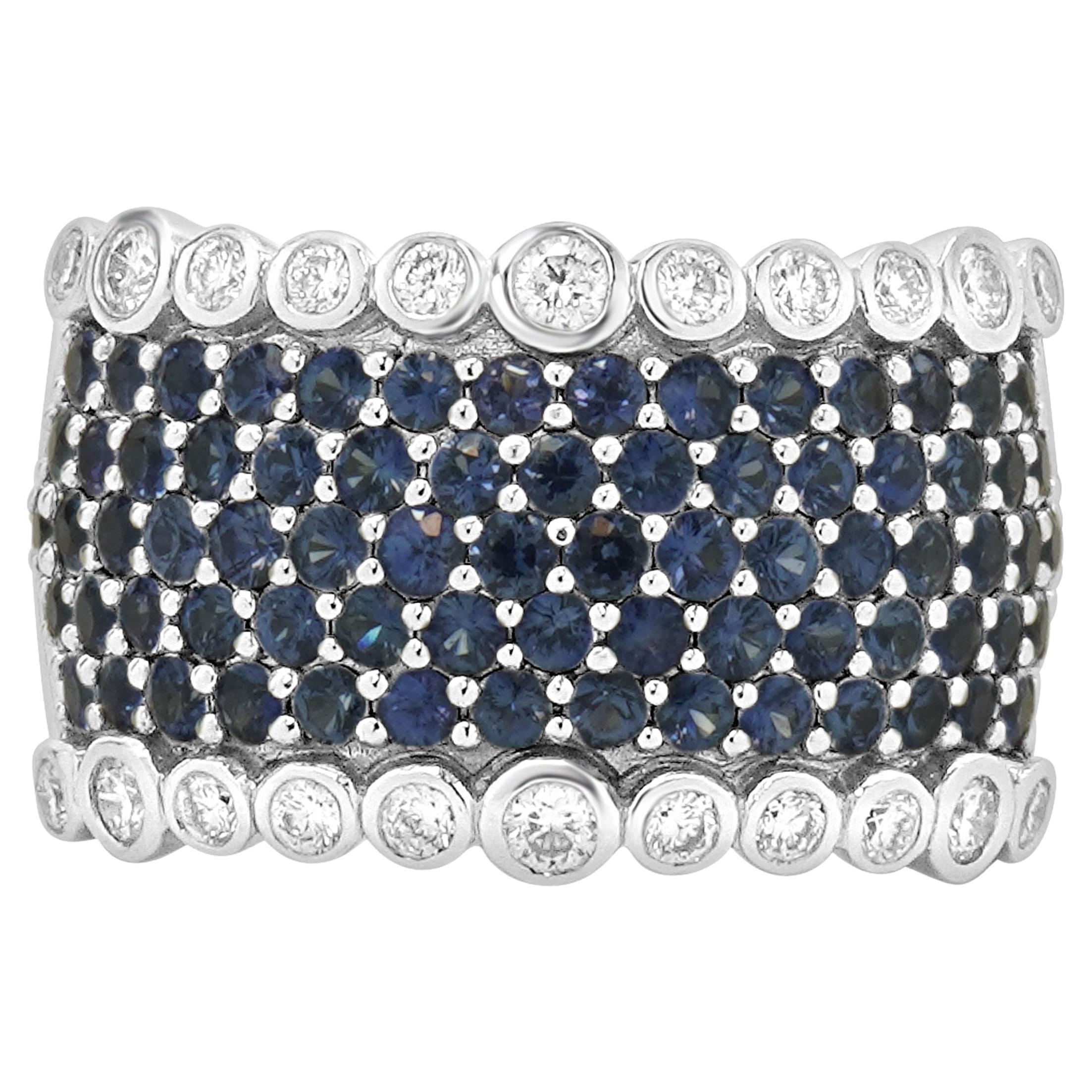 LeVian 14 Karat White Gold Pave Sapphire and Diamond Band