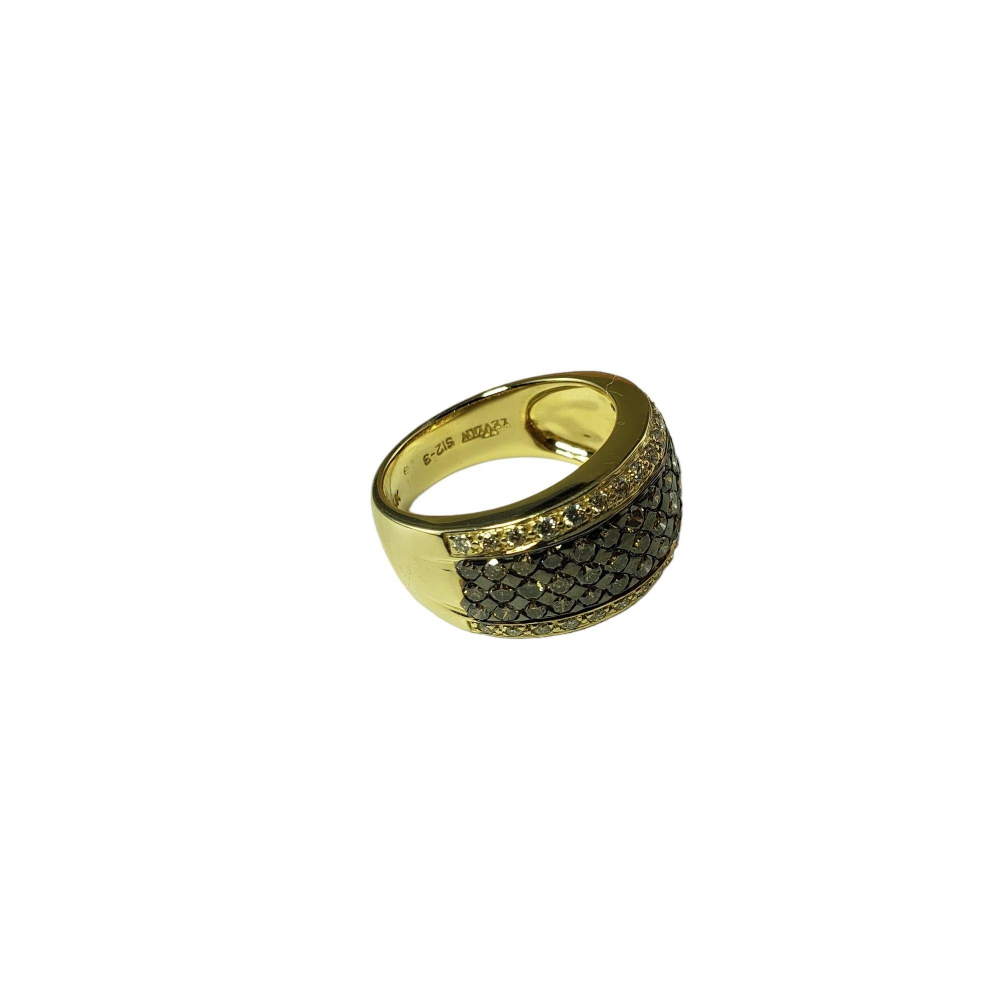 Round Cut LeVian 14 Karat Yellow Gold Chocolate and White Diamond Band Ring Size 7