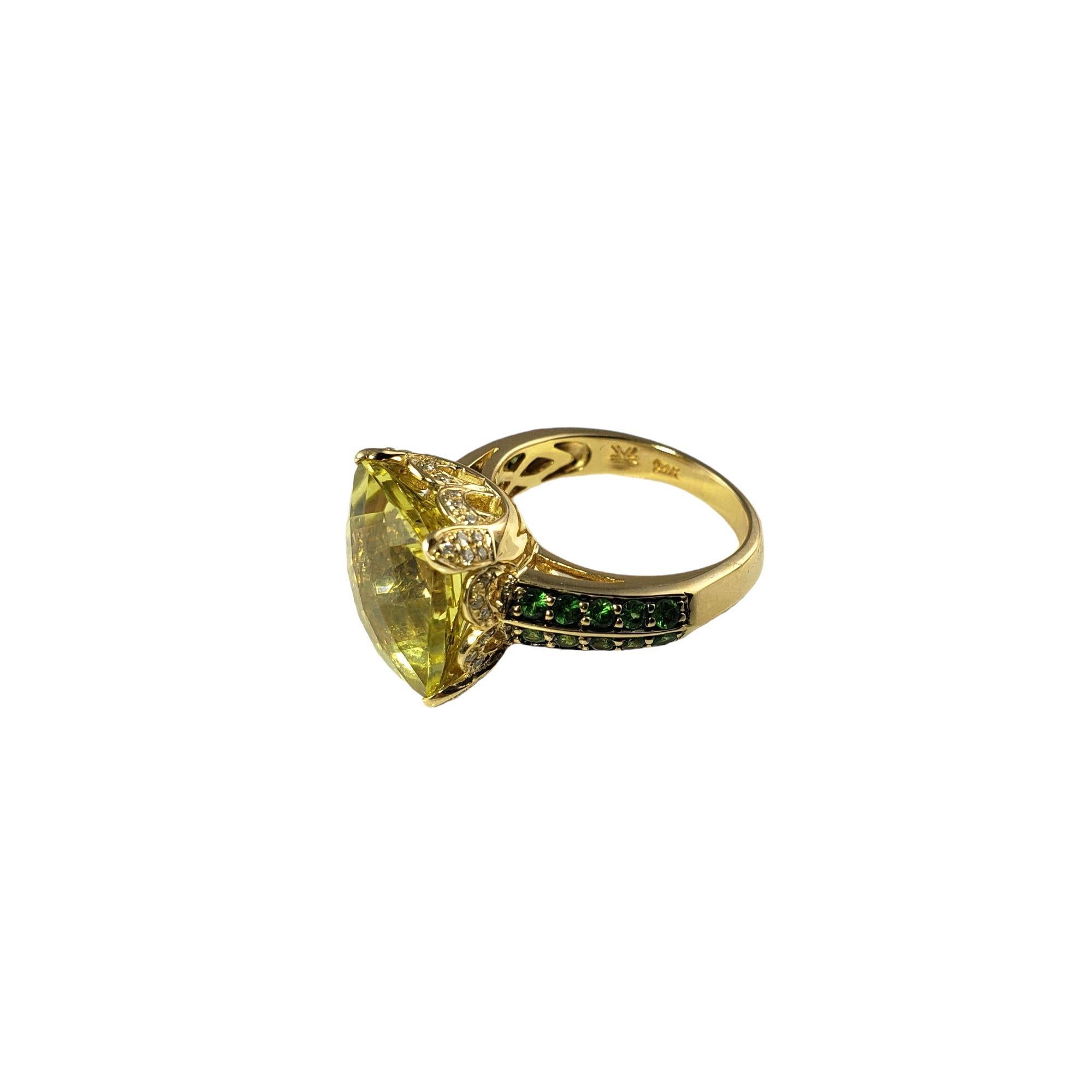 Levian 14 Karat Yellow Gold Citrine, Tsavorite and Diamond Ring In Good Condition For Sale In Washington Depot, CT