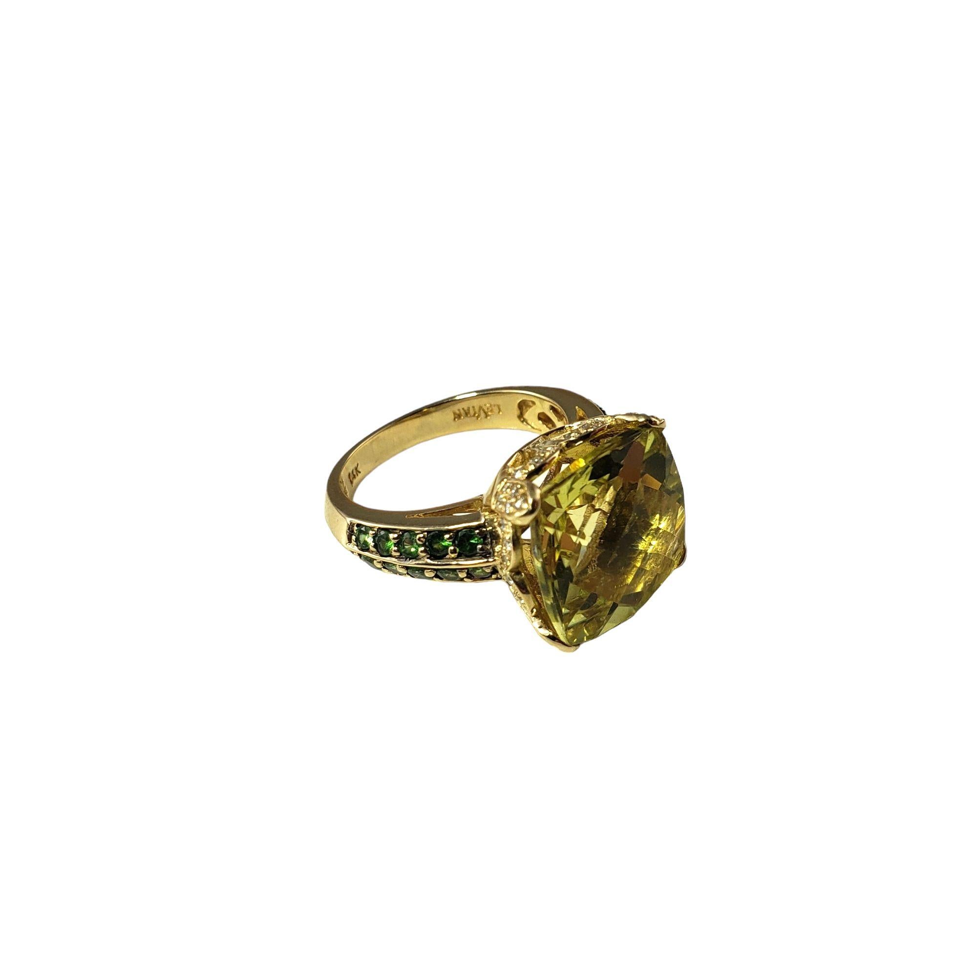 Women's Levian 14 Karat Yellow Gold Citrine, Tsavorite and Diamond Ring For Sale