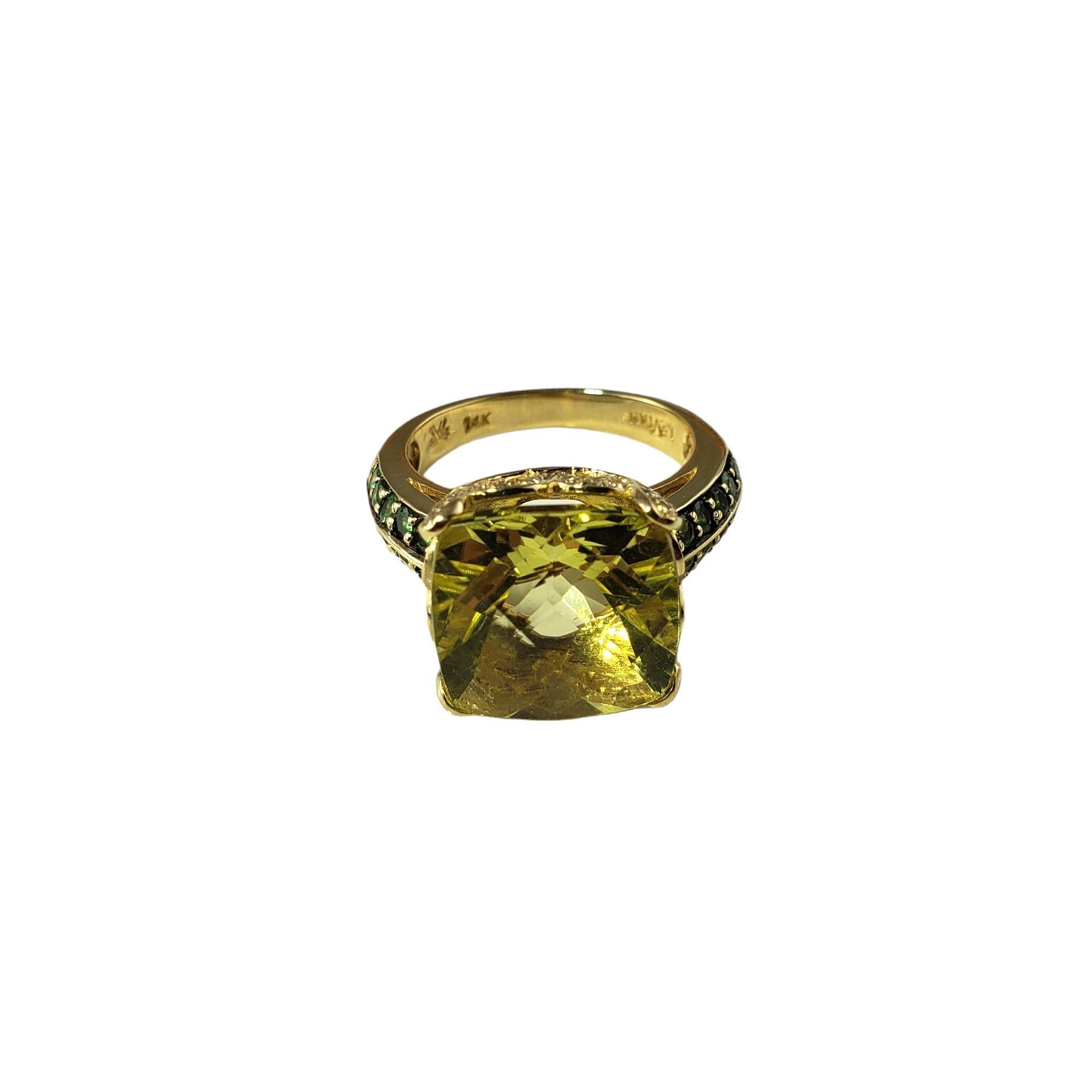 Levian 14 Karat Yellow Gold Citrine, Tsavorite and Diamond Ring For Sale 1
