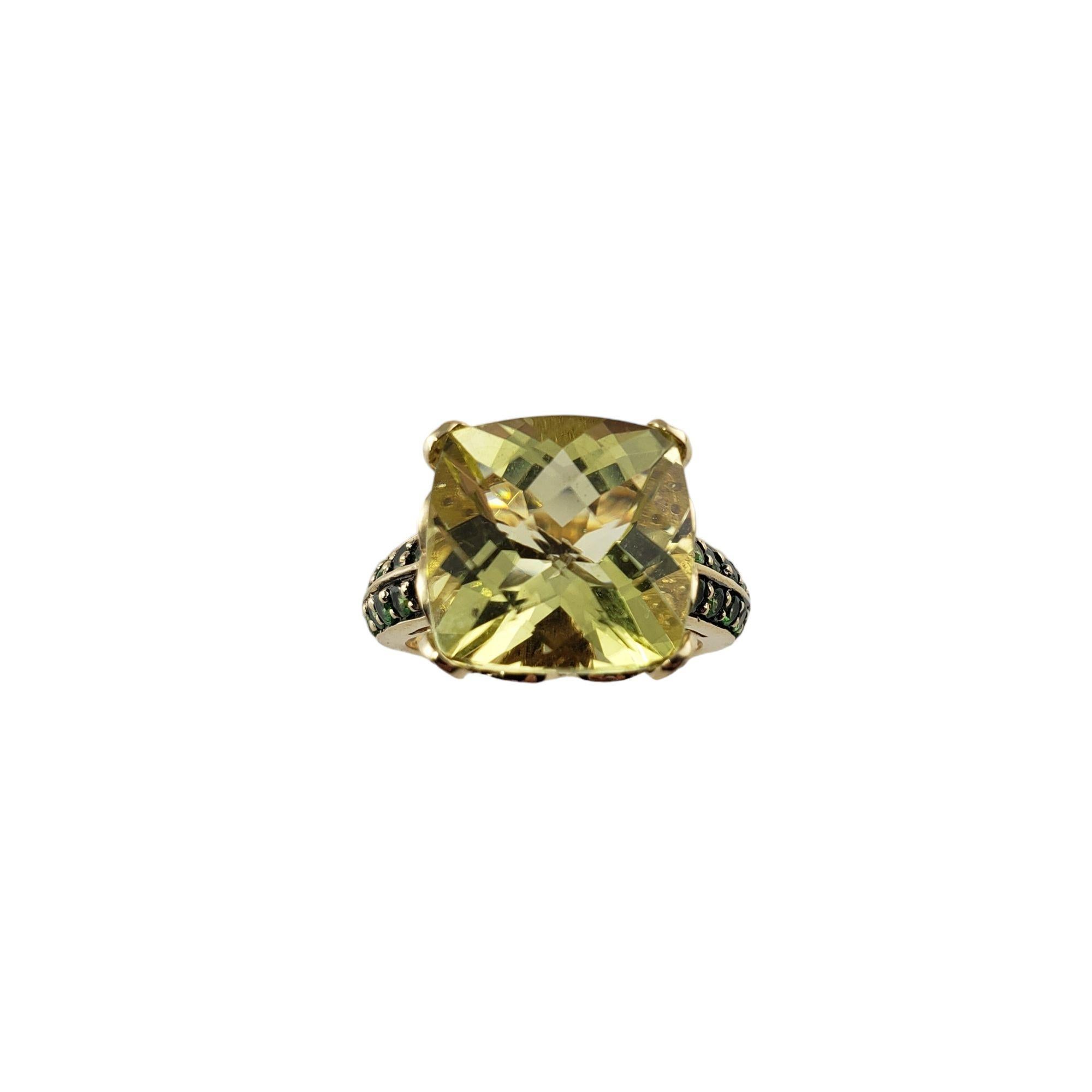 Levian 14 Karat Yellow Gold Citrine, Tsavorite and Diamond Ring For Sale 2
