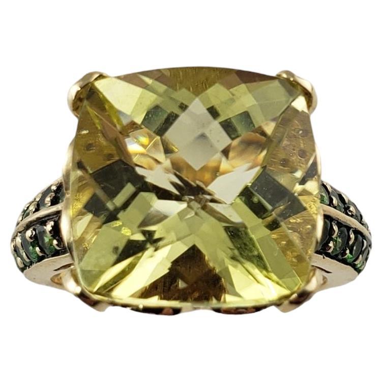 Levian 14 Karat Yellow Gold Citrine, Tsavorite and Diamond Ring For Sale
