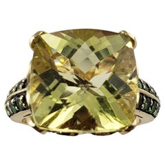 LeVian 14 Karat Gelbgold Citrin, Tsavorit und Diamant-Ring Größe 7