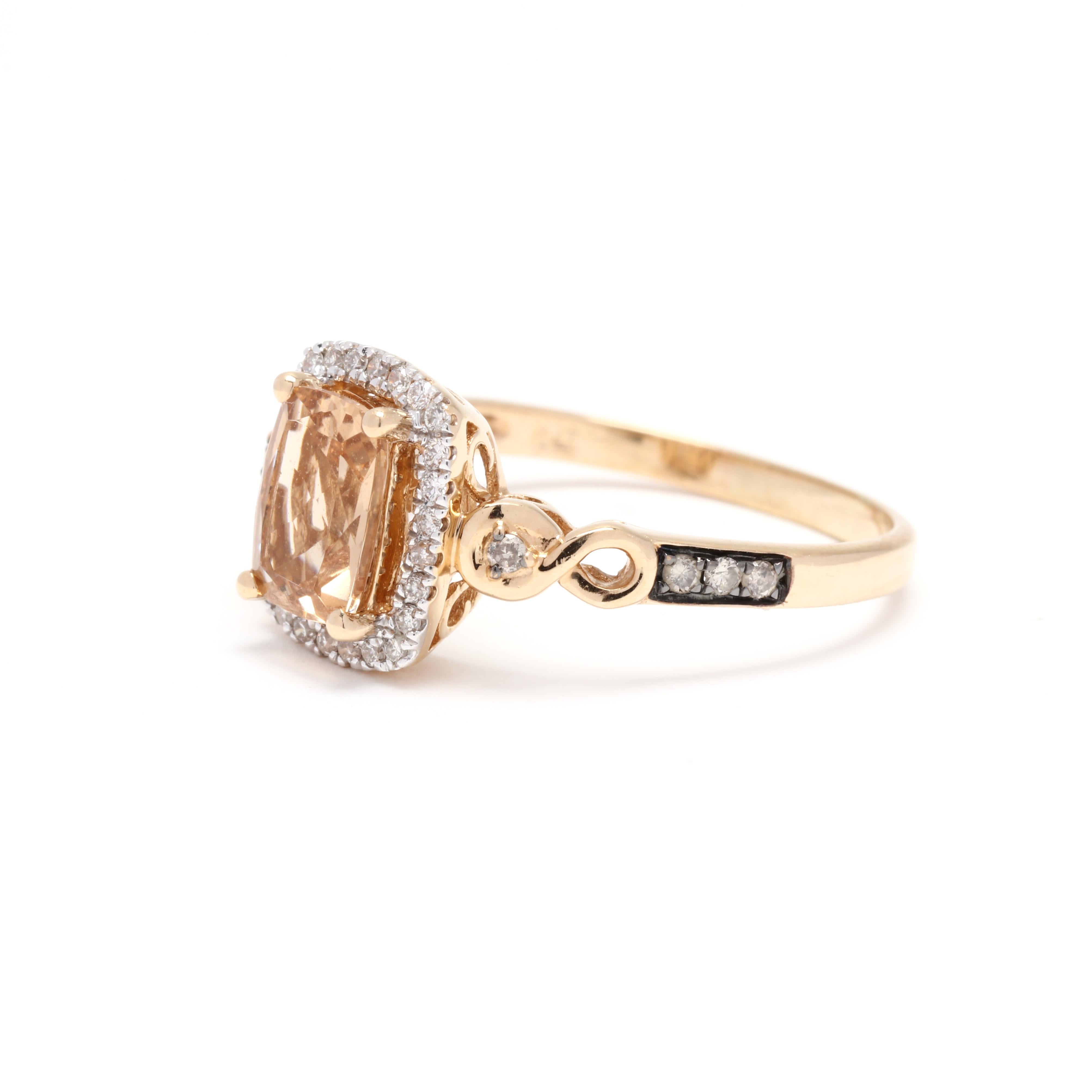 LeVian 14 Karat Yellow Gold Heliodor & Diamond Ring In Good Condition In McLeansville, NC