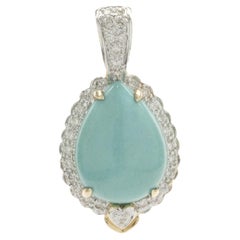 Levian 14 Karat Yellow Gold Turquoise and Diamond Pear Pendant