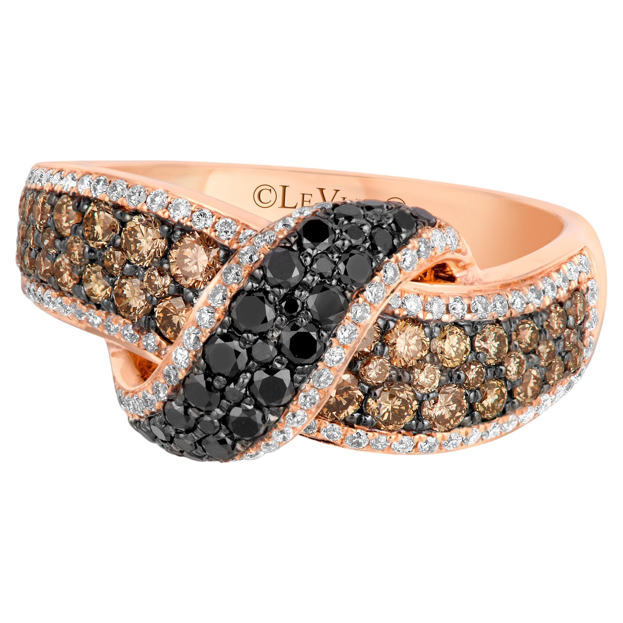 Chocolate Gold Rings Le Vian Chocolate and White Diamond Rose Gold Ring at 1stDibs ...