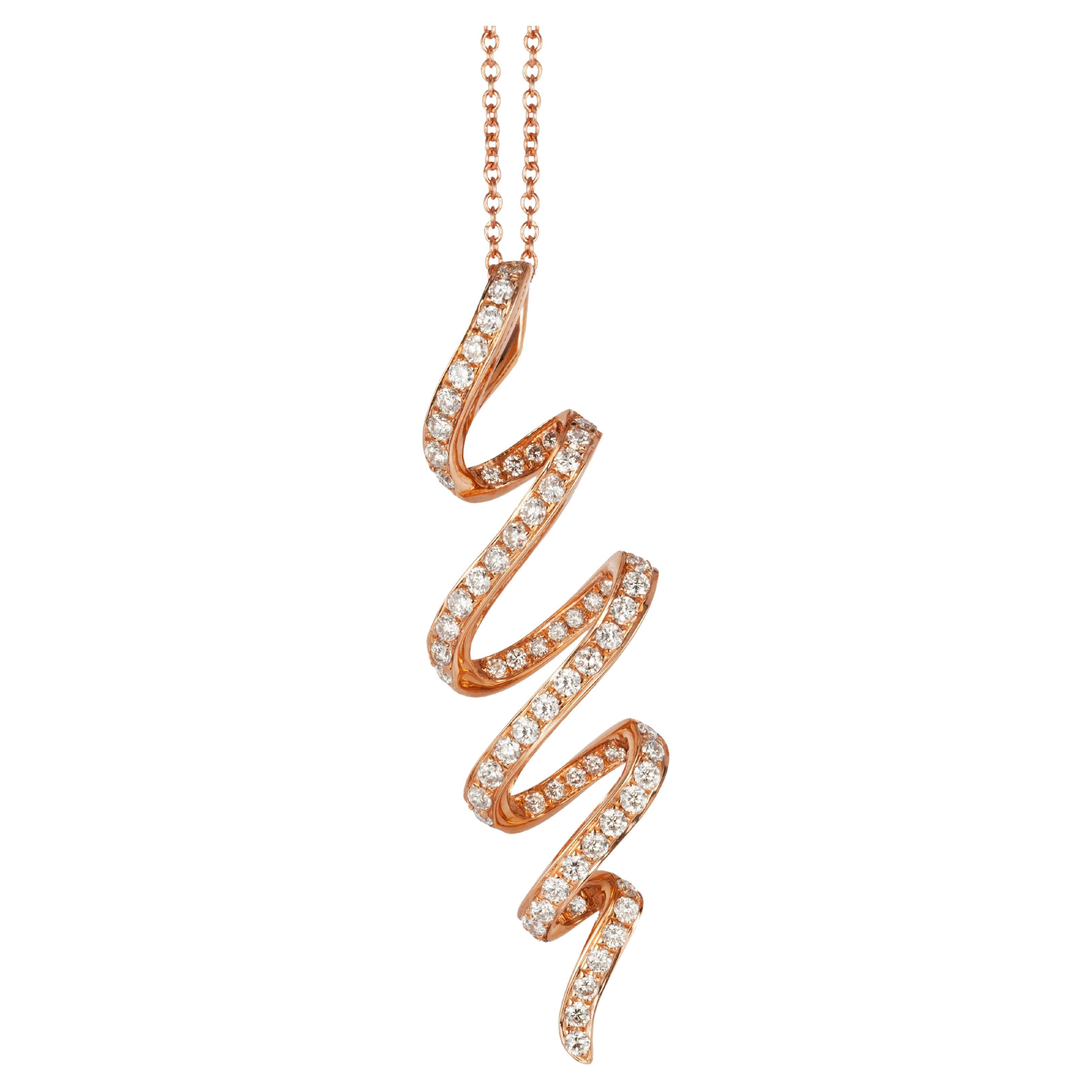 Le Vian 14K Rose Gold 5 8 Cttw Diamond Inside Outside Ribbon Pendant Necklace For Sale