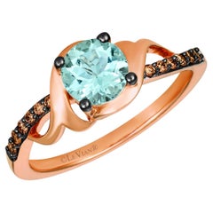 Le Vian 14K Rose Gold, Aquamarine, & 1/10 Cttw Chocolate Diamond Ring, S 5