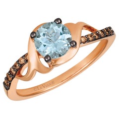 Le Vian 14K Rose Gold Aquamarine1 10 Cttw Chocolate Diamond Ring