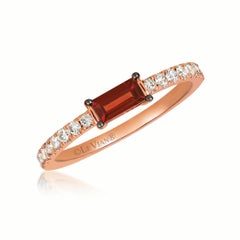 Levian 14K Rose Gold Baguette Cut Red Garnet1 4 Cttw Diamond Ring