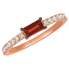 Levian 14K Rose Gold Baguette Cut Red Garnet1 4 Cttw Diamond Ring