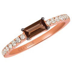 Levian 14K Rose Gold Baguette Cut Smoky Quartz1 4 Cttw Diamond Ring