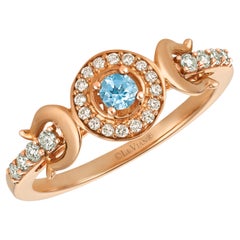 Le Vian 14K Rose Gold Blue Aquamarine Champagne Diamond Halo Ring