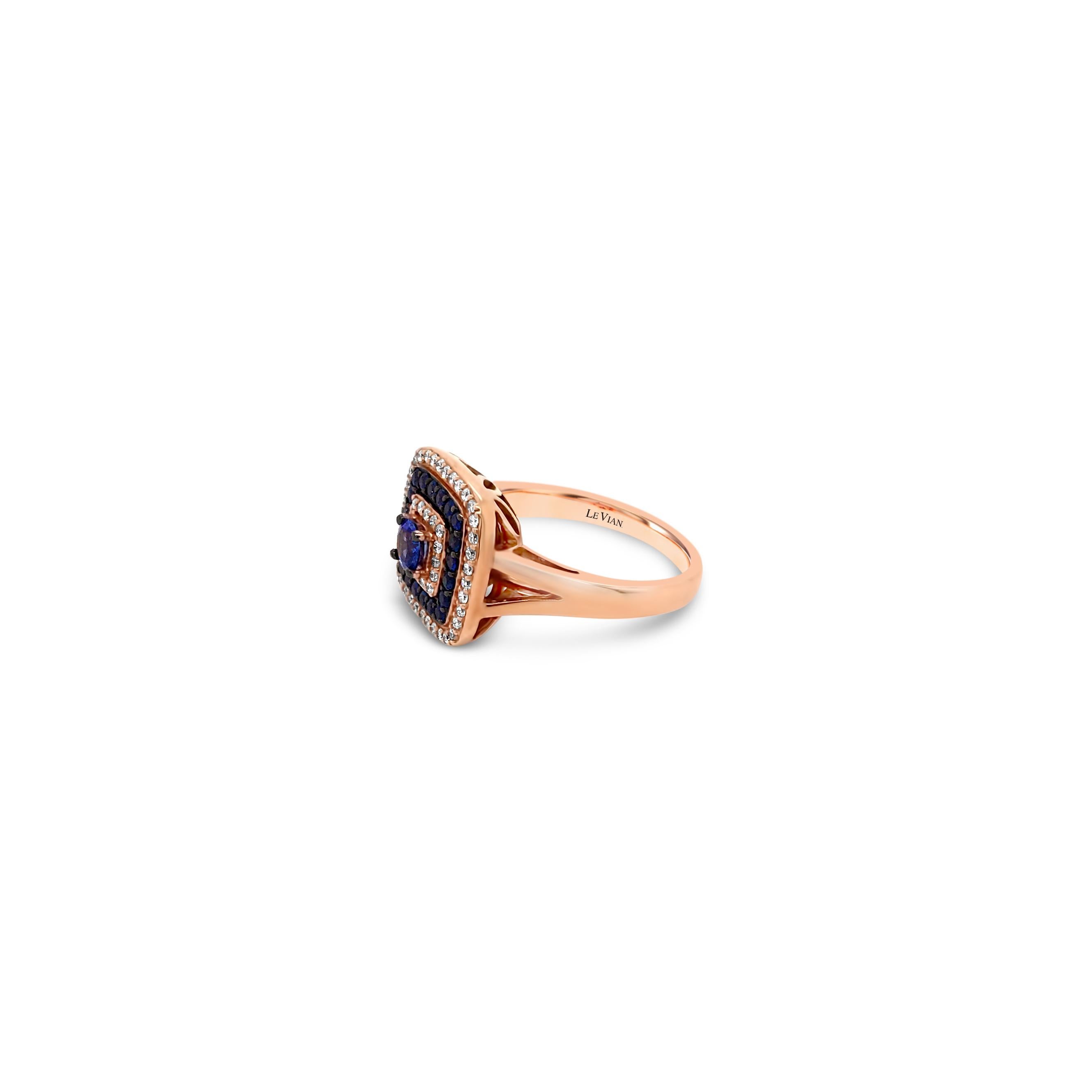 Le Vian® Ring featuring 1/2 cts. Blueberry Sapphire™, 1/4 cts. Vanilla Diamonds®  set in 14K Strawberry Gold®
