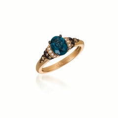 Le Vian 14K Rose Gold, Blue Topaz, White & Chocolate Diamond Ring