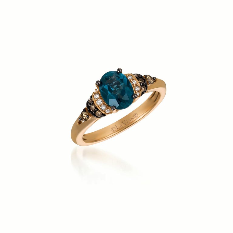 Le Vian 14K Rose Gold, Blue Topaz, White and Chocolate Diamond Ring at ...