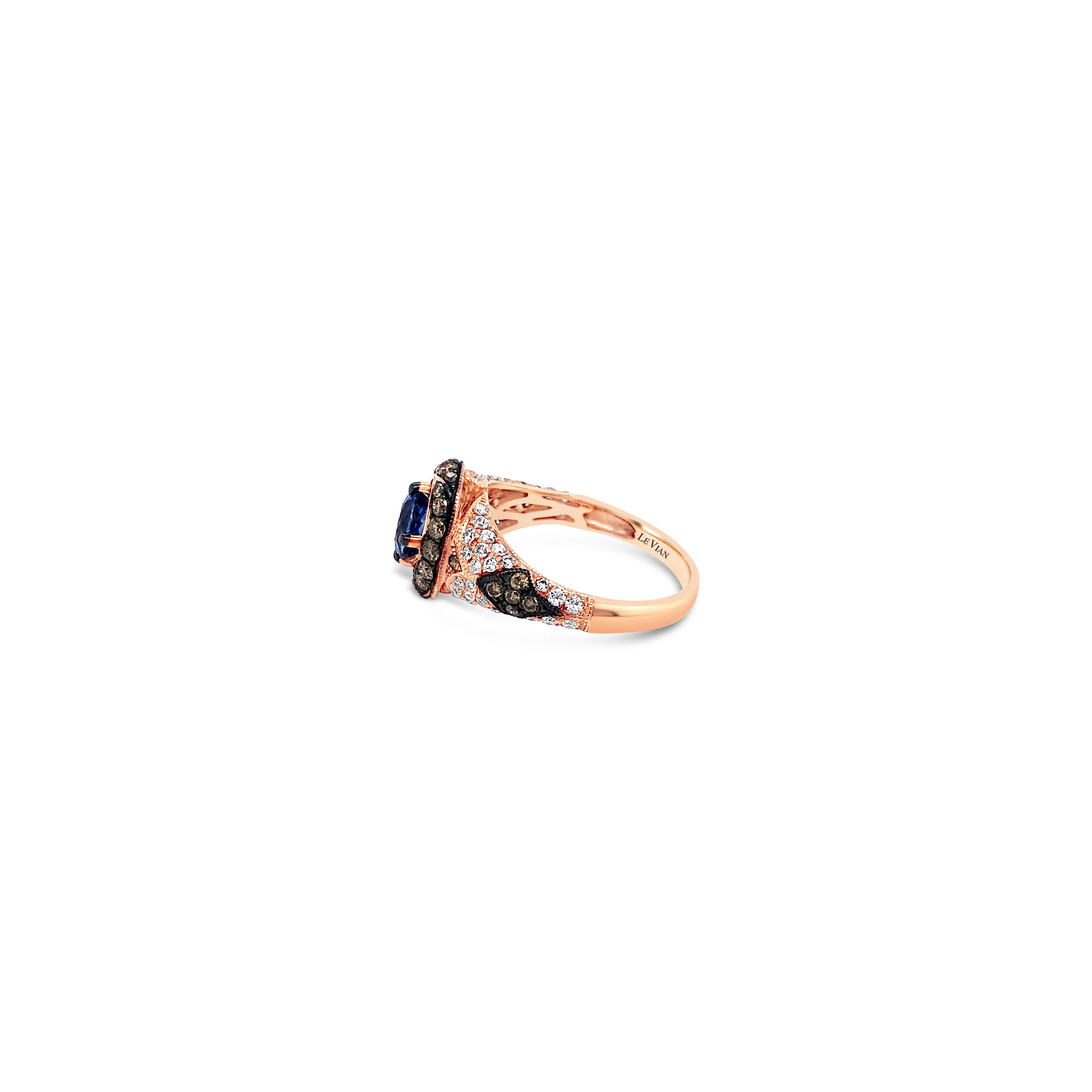 LeVian 14K Rose Gold Ceylon Saphir Rund Schokolade Braun Diamant Halo Ring
