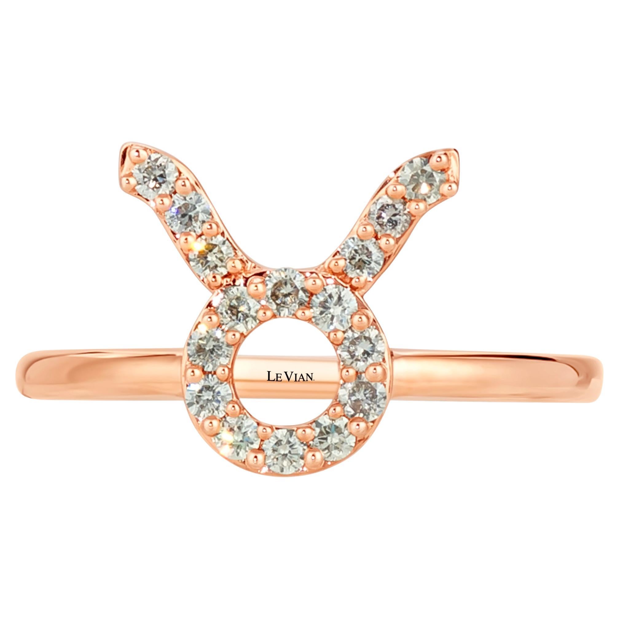 Le Vian 14K Rose Gold Champagne Diamond Zodiac Sign Fashion Ring Taurus For  Sale at 1stDibs