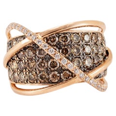 Levian 14K Rose Gold Chocolate & White Diamond Crossover Cocktail Ring