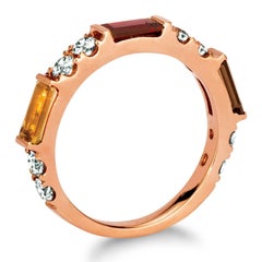 LeVian 14K Rose Gold Diamond Citrine Smoky Quartz Garnet Channel Ring
