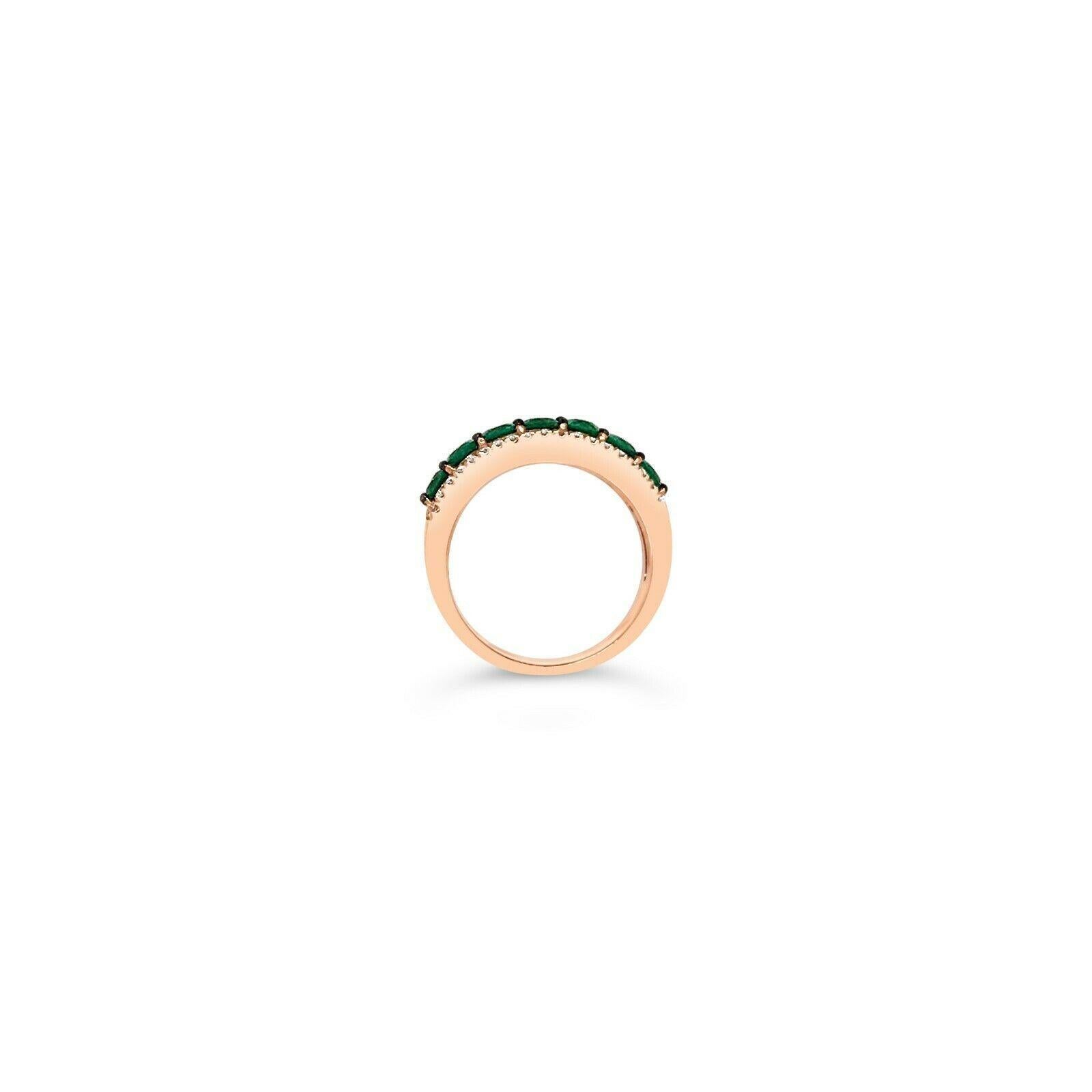 LeVian 14 Karat Roségold Smaragd Edelstein runder Diamant Multi Stein Ring im Zustand „Neu“ im Angebot in Great Neck, NY