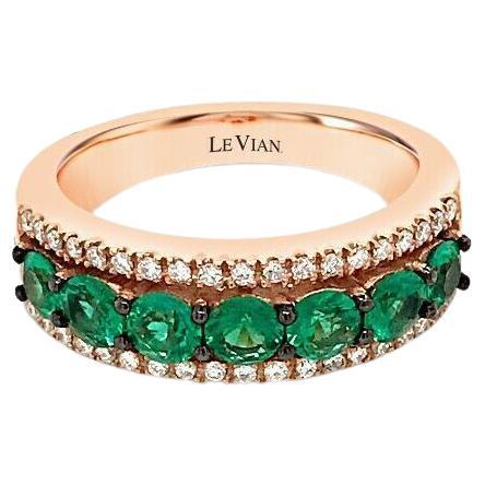 LeVian 14 Karat Roségold Smaragd Edelstein runder Diamant Multi Stein Ring
