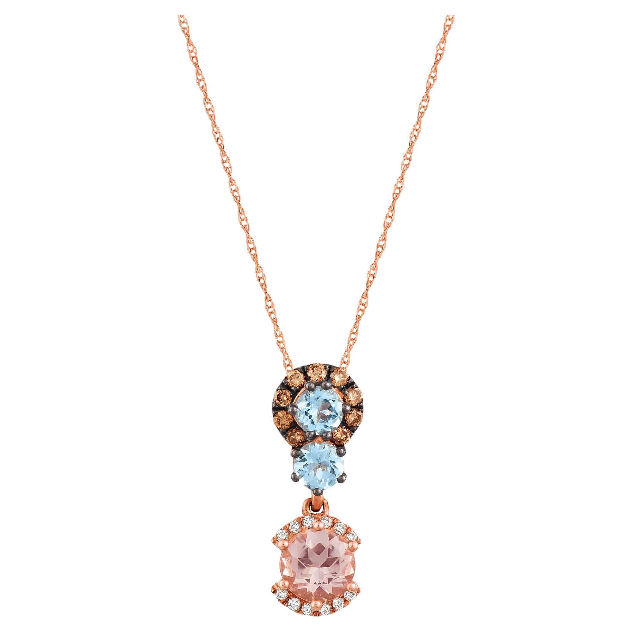 New Le Vian Aquamarine and Diamond Pendant Necklace, 14k White Gold 1 ...