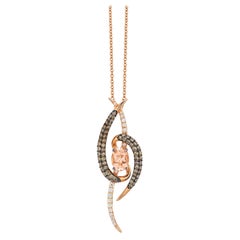 LeVian Collier pendentif en or rose 14 carats avec Morganite ronde et diamant brun chocolat