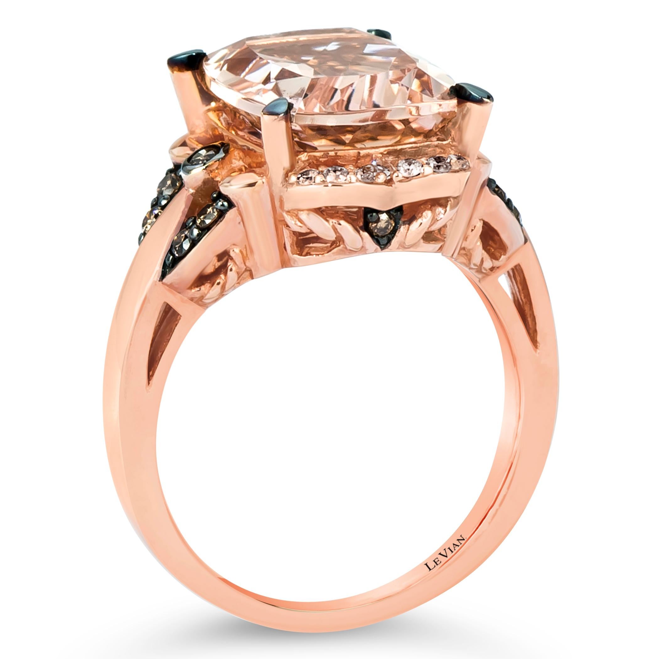 Le Vian 14K Rose Gold Morganite White Chocolate Diamond Cocktail Ring In New Condition In Great Neck, NY