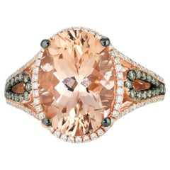 Anello cocktail Levian in oro rosa 14K con Morganite e diamante bianco e cioccolato
