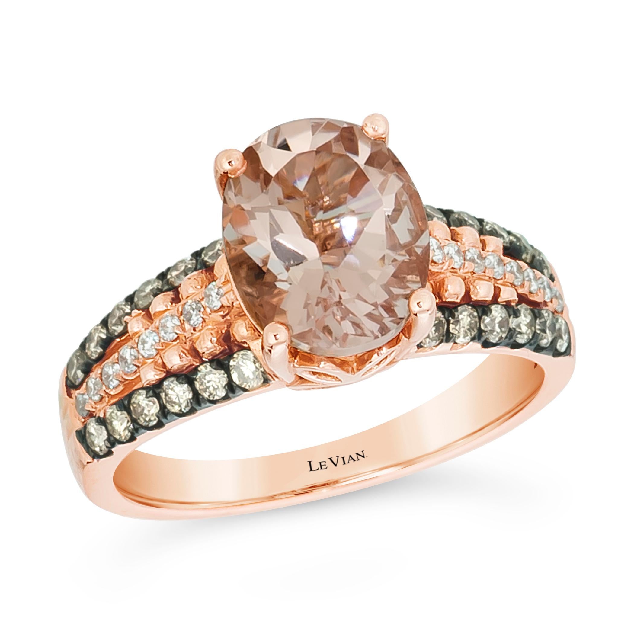 Levian 14K Rose Gold Morganit weiß Schokolade Diamant Verlobungsring Größe 7
