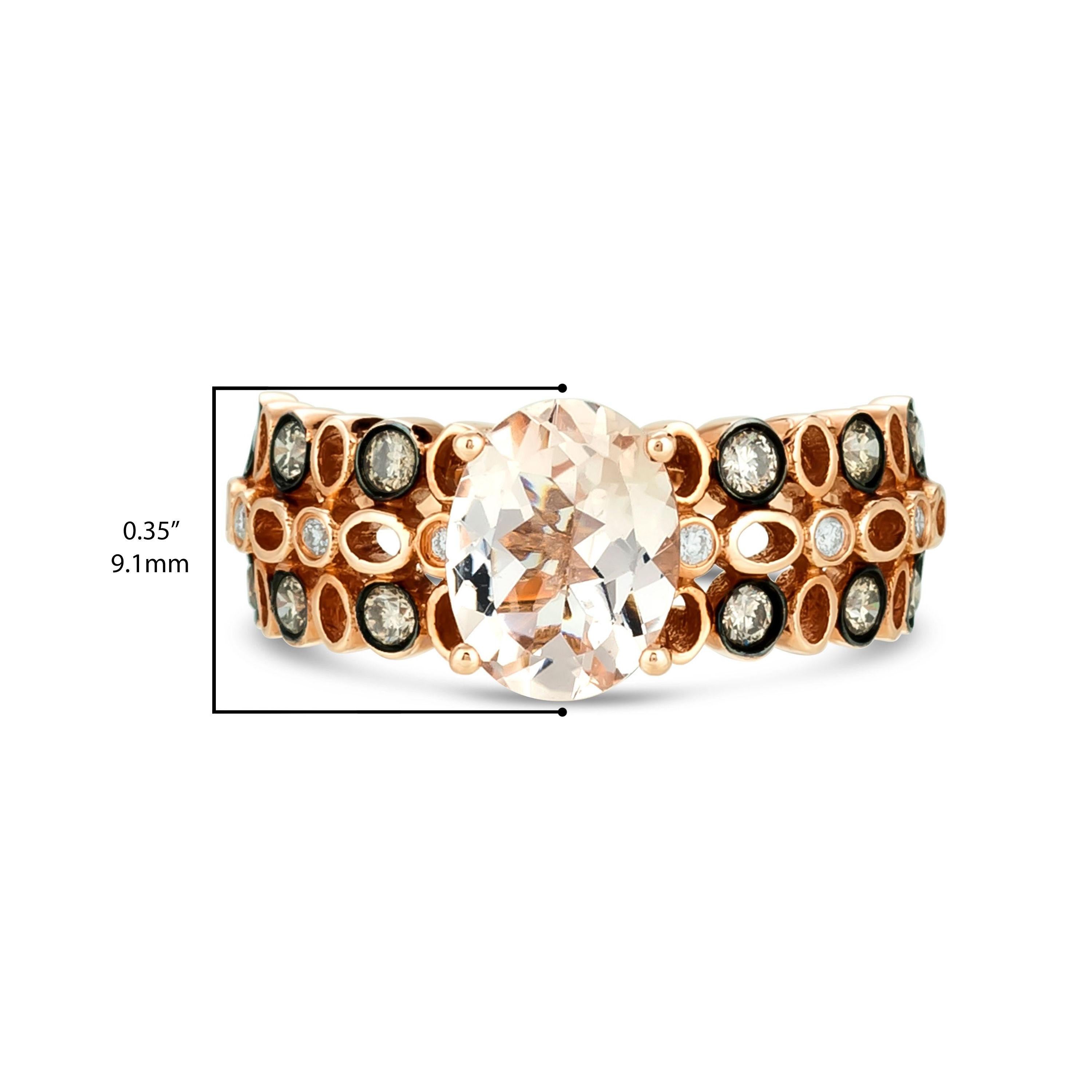 Women's or Men's Le Vian 14K Rose Gold Morganite White Chocolate Diamond Engagement Ring