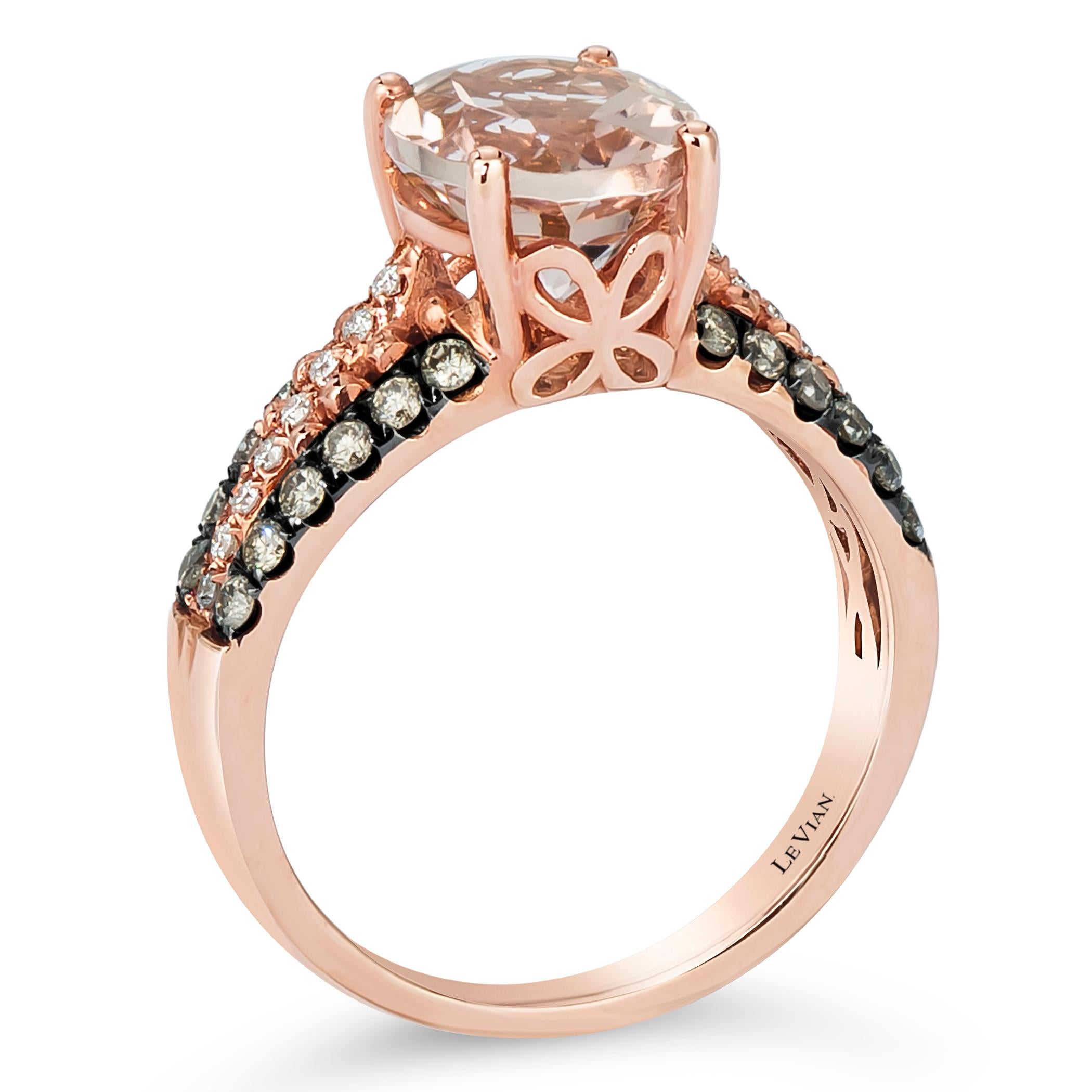 Levian: Verlobungsring, 14 Karat Roségold Morganit, weißer Schokolade-Diamant für Damen oder Herren