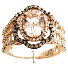 LeVian 14K Rose Gold Morganite White/Chocolate Diamond Engagement Ring